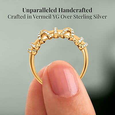 Clarte Gloria Collection Moissanite Ring in Vermeil Yellow Gold Over Sterling Silver (Size 10.0) 0.40 ctw