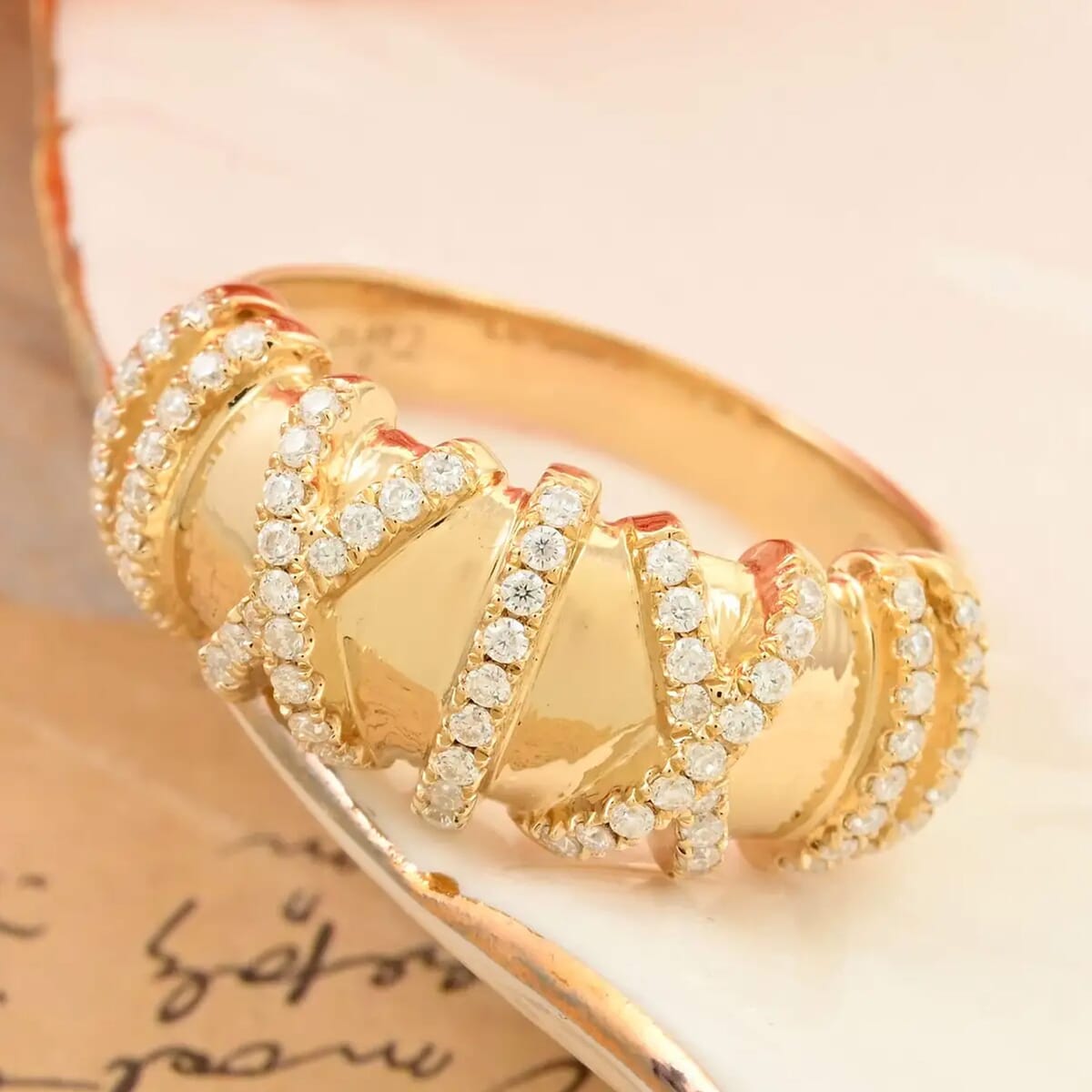 Clarte Gloria Collection Moissanite Ring in Vermeil Yellow Gold Over Sterling Silver (Size 8.0) 0.40 ctw image number 1