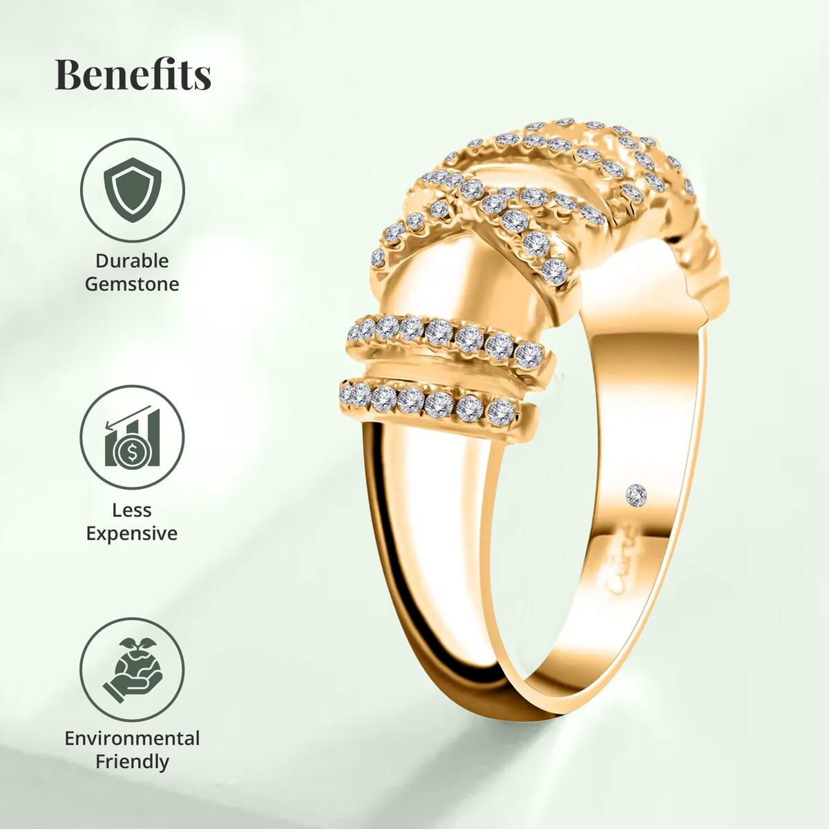 Clarte Gloria Collection Moissanite Ring in Vermeil Yellow Gold Over Sterling Silver (Size 8.0) 0.40 ctw image number 3