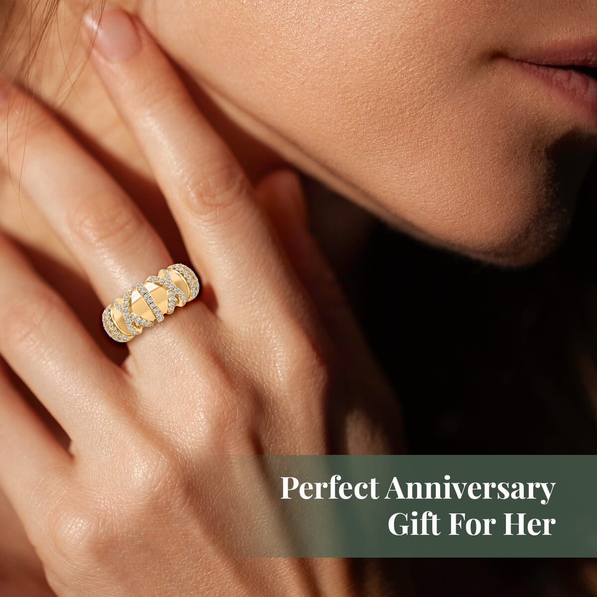 Clarte Gloria Collection Moissanite Ring in Vermeil Yellow Gold Over Sterling Silver (Size 8.0) 0.40 ctw image number 6