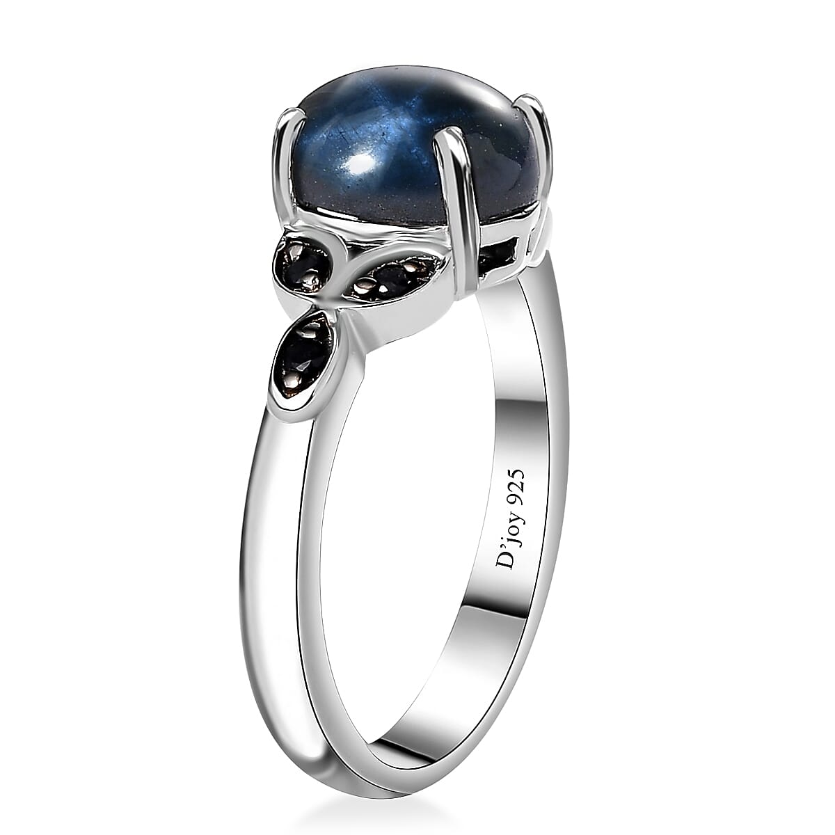 Blue Star Sapphire (DF) and Blue Sapphire Ring in Platinum Over Sterling Silver (Size 10.0) 3.35 ctw