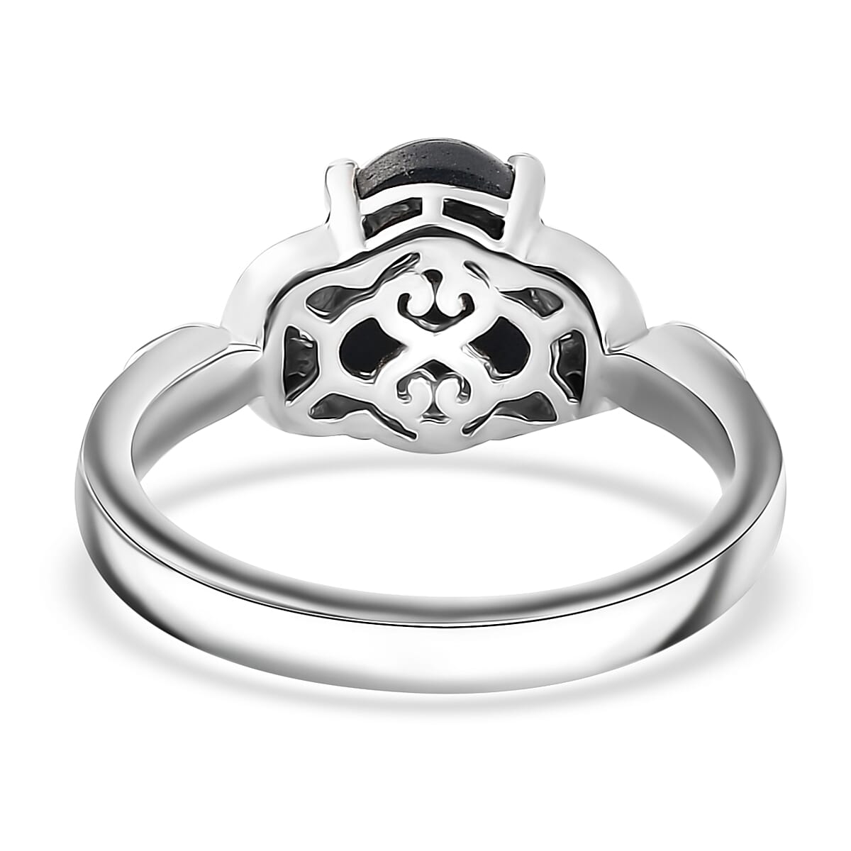 Blue Star Sapphire (DF) and Blue Sapphire Ring in Platinum Over Sterling Silver (Size 10.0) 3.35 ctw