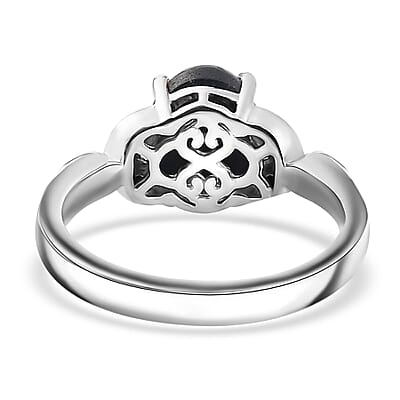 Blue Star Sapphire (DF) and Blue Sapphire Ring in Platinum Over Sterling Silver (Size 10.0) 3.35 ctw