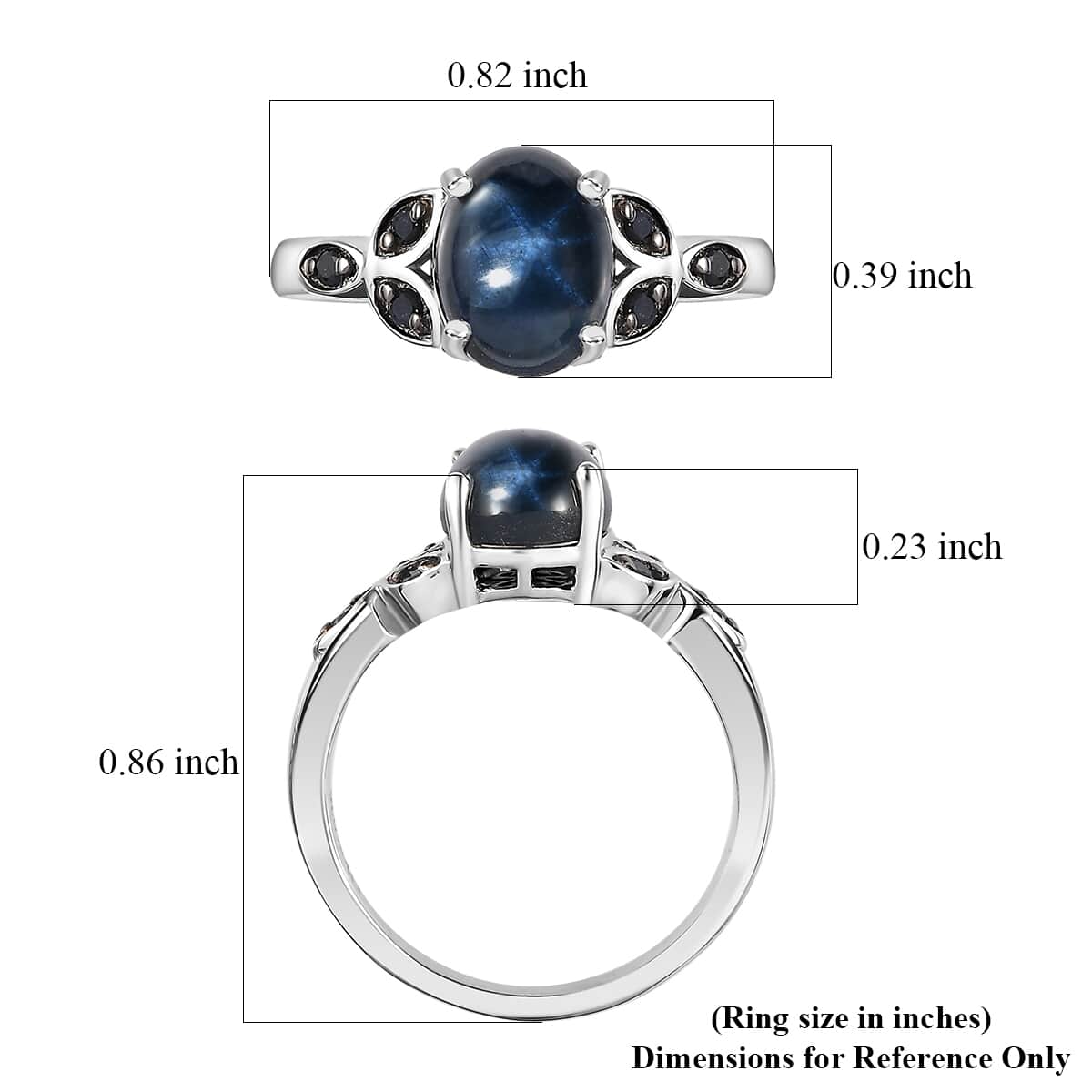 Blue Star Sapphire (DF), Blue Sapphire Ring in Platinum Over Sterling Silver (Size 10.0) 3.35 ctw image number 5