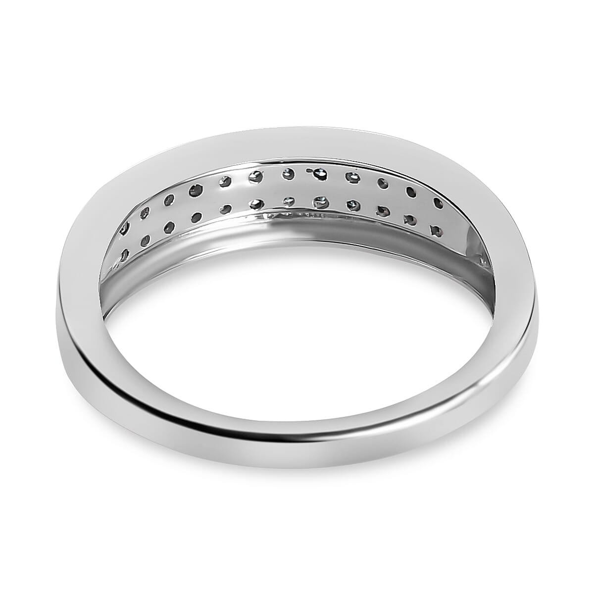  Blue Diamond Band Ring in Platinum Over Sterling Silver (Size 10.0) 0.20 ctw