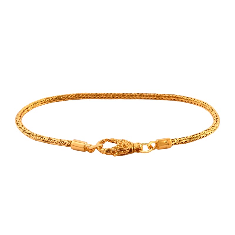 Bali Legacy 22K Vermeil Yellow Gold Over Sterling Silver Tulang Naga Chain Bracelet (6.50 In) 7.0 Grams