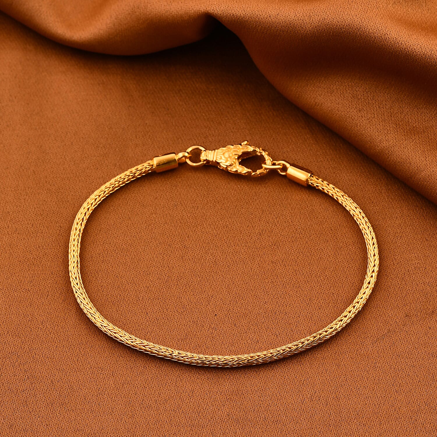 Bali Legacy 22K Vermeil Yellow Gold Over Sterling Silver Tulang Naga Chain Bracelet (8.00 In) 8.0 Grams