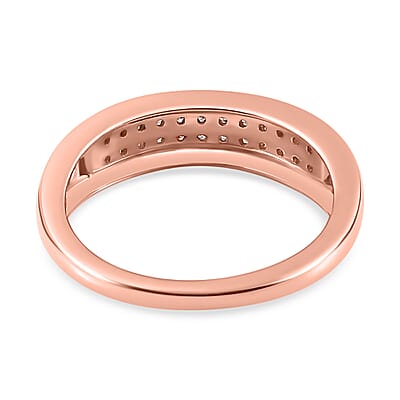  Natural Champagne Diamond Band Ring in Vermeil Rose Gold Over Sterling Silver (Size 10.0) 0.20 ctw