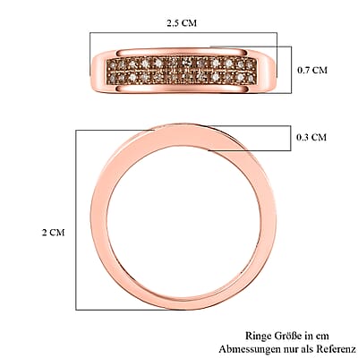  Natural Champagne Diamond Band Ring in Vermeil Rose Gold Over Sterling Silver (Size 10.0) 0.20 ctw