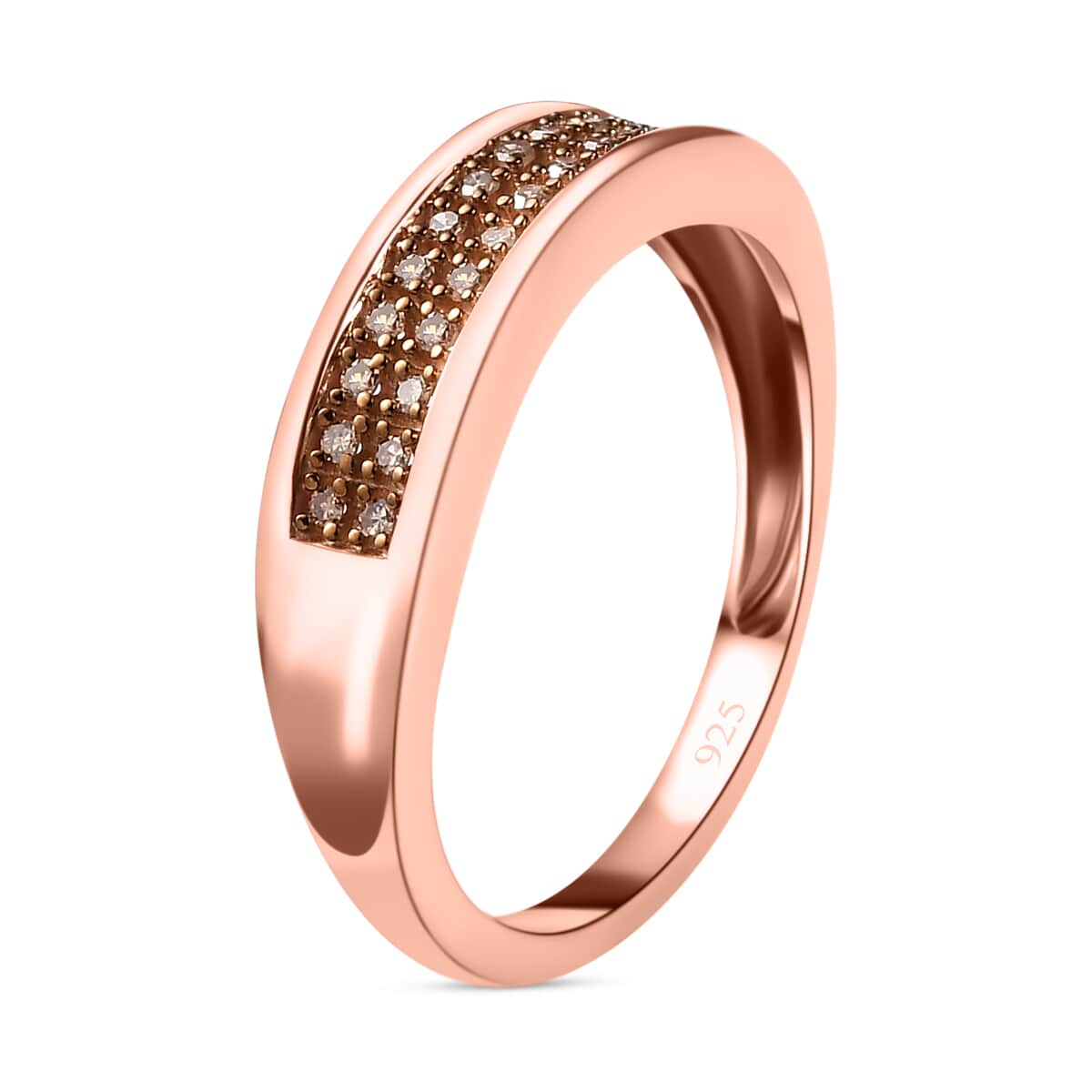 Natural Champagne Diamond Band Ring in Vermeil Rose Gold Over Sterling Silver (Size 5.0) 0.20 ctw image number 2