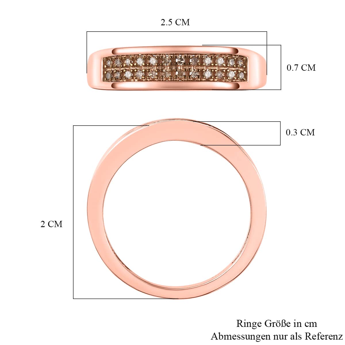 Natural Champagne Diamond Band Ring in Vermeil Rose Gold Over Sterling Silver (Size 5.0) 0.20 ctw image number 4