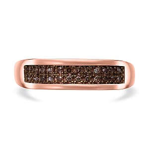 Natural Champagne Diamond Band Ring in Vermeil Rose Gold Over Sterling Silver (Size 8.0) 0.20 ctw