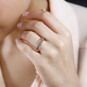 Natural Champagne Diamond Band Ring in Vermeil Rose Gold Over Sterling Silver (Size 8.0) 0.20 ctw