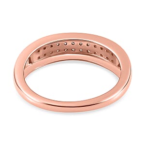 Natural Champagne Diamond Band Ring in Vermeil Rose Gold Over Sterling Silver (Size 8.0) 0.20 ctw