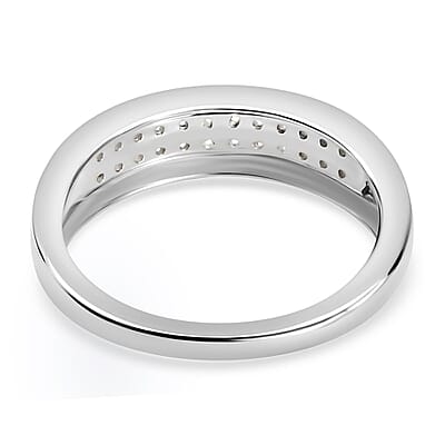 Diamond Band Ring in Platinum Over Sterling Silver (Size 10.0) 0.20 ctw