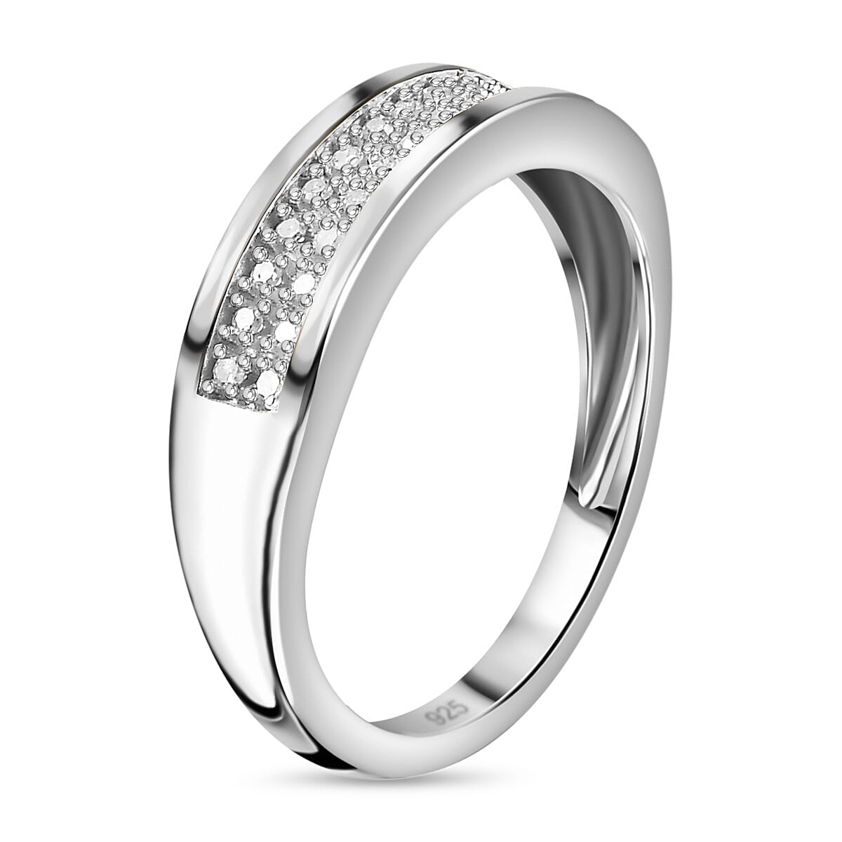 Doorbuster White Diamond Ring in Platinum Over Sterling Silver (Size 10.0) 0.20 ctw image number 3