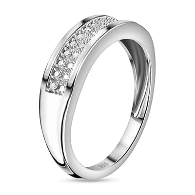 Diamond Band Ring in Platinum Over Sterling Silver (Size 10.0) 0.20 ctw
