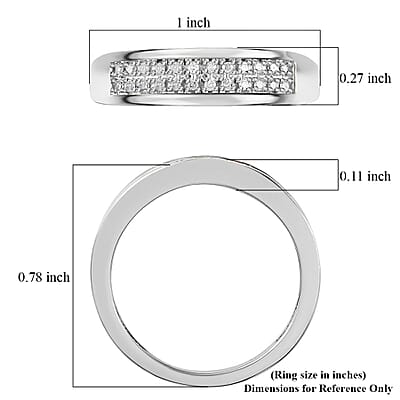 Diamond Band Ring in Platinum Over Sterling Silver (Size 10.0) 0.20 ctw