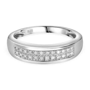 Diamond Band Ring in Platinum Over Sterling Silver (Size 5.0) 0.20 ctw