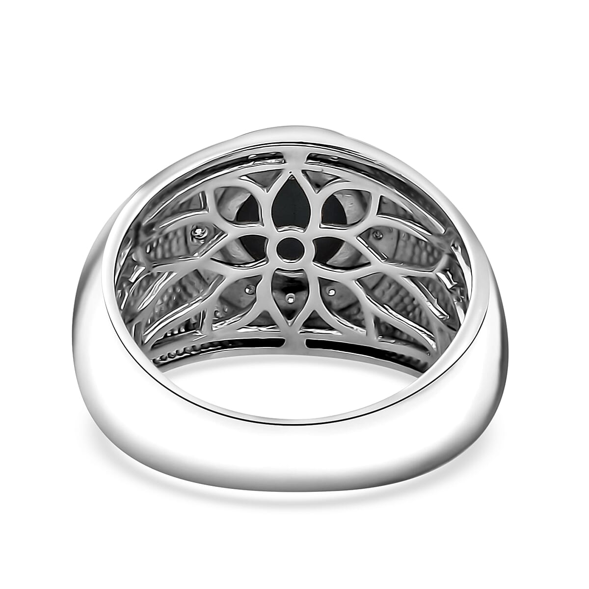 D'Joy Blue Star Sapphire (DF) and Moissanite Men's Ring in Platinum Over Sterling Silver (Size 11.0) 3.40 ctw image number 4