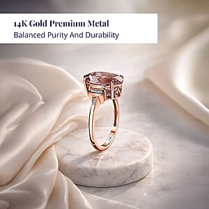 Luxoro 14K Rose Gold AAA Pink Morganite and G-H I2 Diamond Ring (Size 11.0) 5.80 ctw