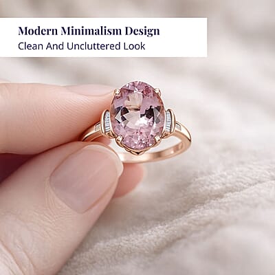 Epic Deal Luxoro 14K Rose Gold AAA Pink Morganite, Diamond (G-H, I2) Ring (Size 7.0) 5.10 ctw