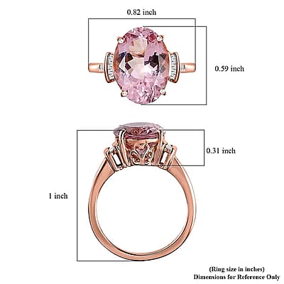 Luxoro 14K Rose Gold AAA Pink Morganite and G-H I2 Diamond Ring (Size 5.0) 5.80 ctw