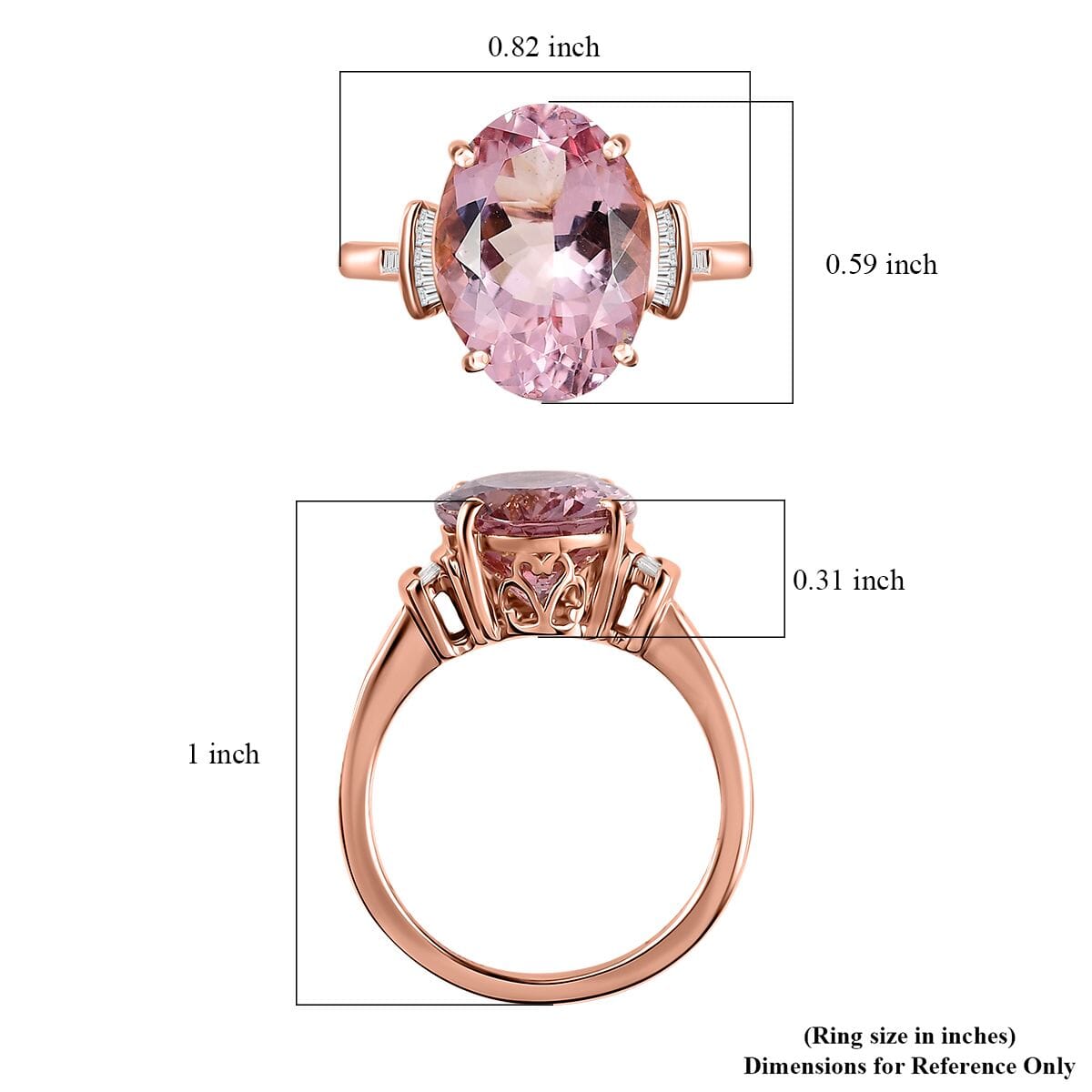 Luxoro 14K Rose Gold AAA Pink Morganite and G-H I2 Diamond Ring (Size 9.0) 5.80 ctw image number 5