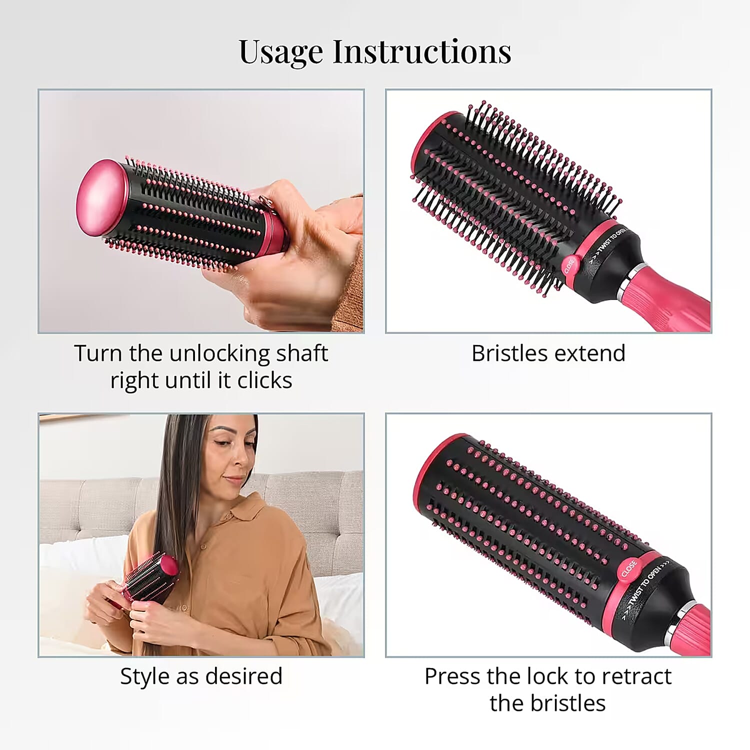 Neomi Portable Easy Clean Rotating Comb - Pink