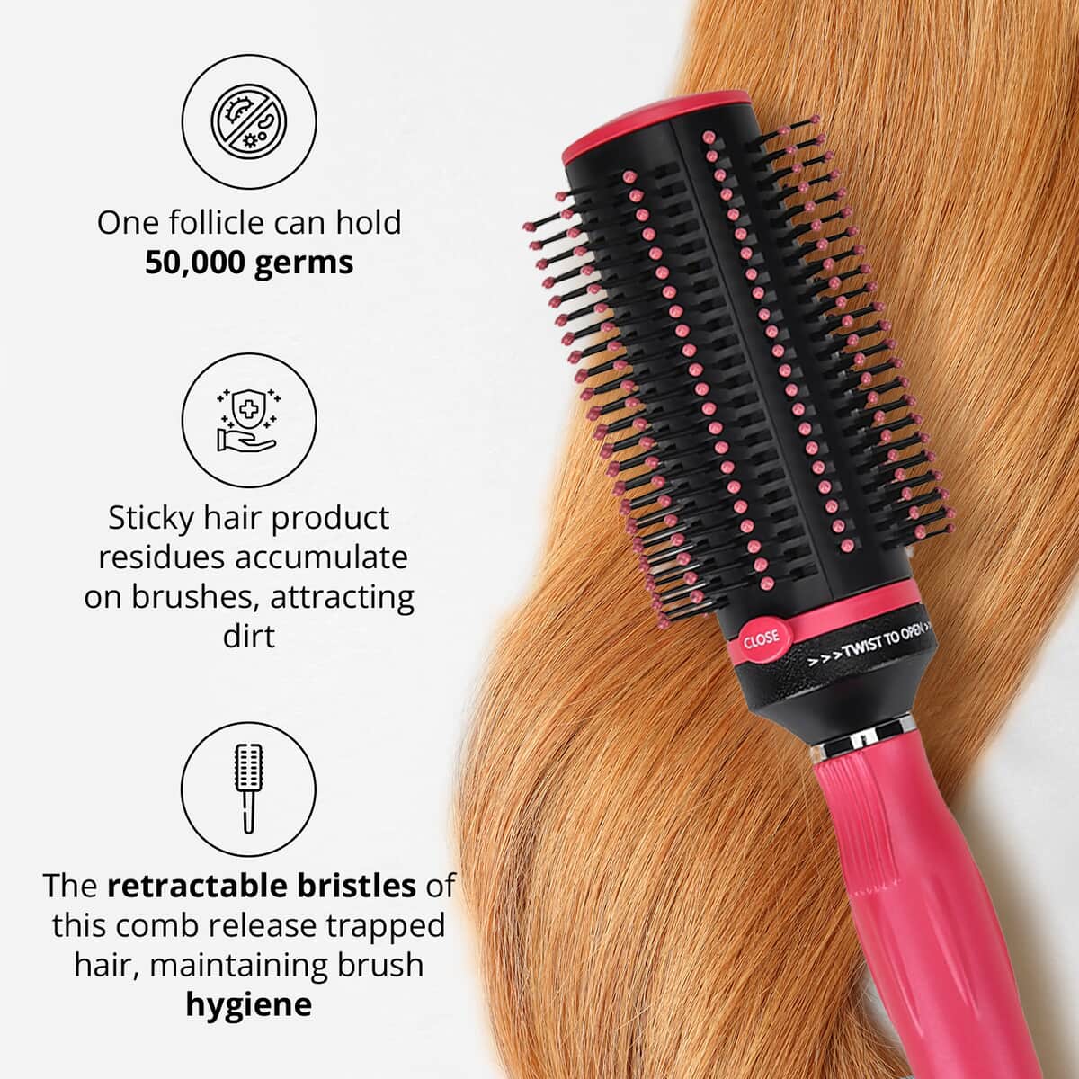 Neomi Portable Easy Clean Rotating Comb - Pink image number 5