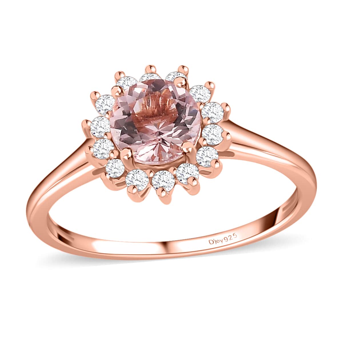 Premium Pink Morganite and Moissanite Sun Burst Ring in Vermeil Rose Gold Over Sterling Silver 1.10 ctw (Del. in 8-10 Days) image number 0