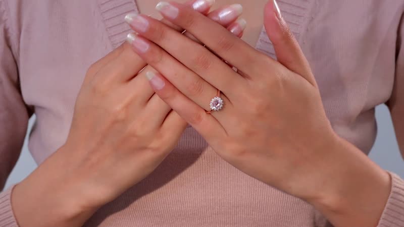 Premium Pink Morganite and Moissanite Sun Burst Ring in Vermeil Rose Gold Over Sterling Silver 1.10 ctw (Del. in 8-10 Days)