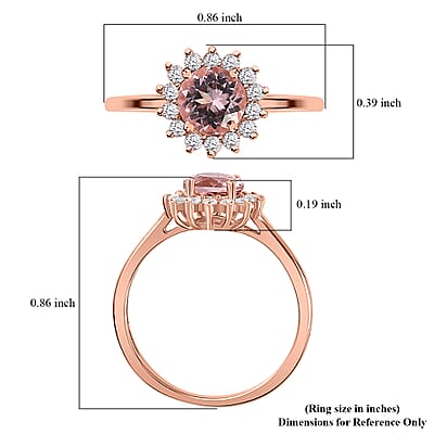 Premium Pink Morganite and Moissanite Sunburst Ring in Vermeil Rose Gold Over Sterling Silver (Size 10.0) 1.10 ctw