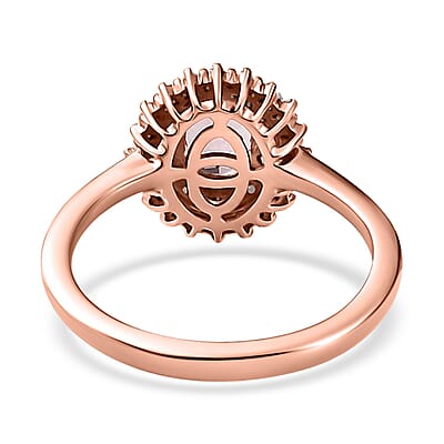 Premium Pink Morganite, Natural Champagne and White Diamond Starburst Ring in Vermeil Rose Gold Over Sterling Silver (Size 10.0) (Del. in 10-12 Days) 1.00 ctw