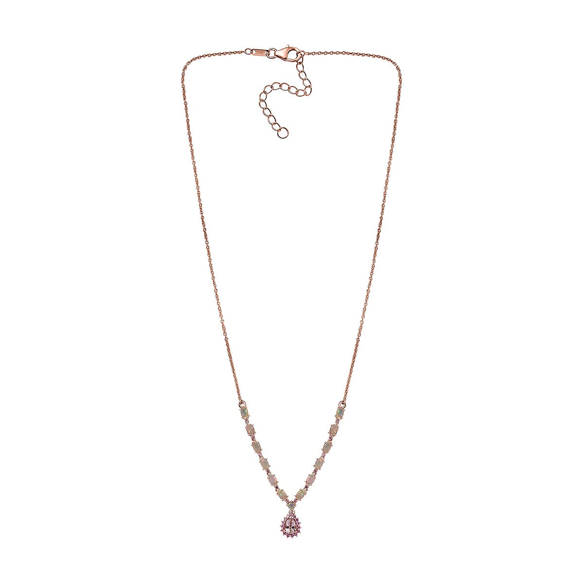 D'Joy Premium Pink Morganite and Multi Gemstone Drop Necklace 18-20 Inches in Vermeil Rose Gold Over Sterling Silver 3.00 ctw image number 4