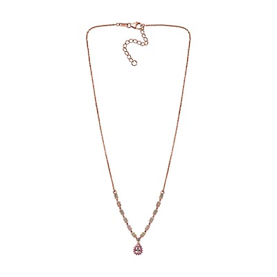 D'Joy Premium Pink Morganite and Multi Gemstone Drop Necklace 18-20 Inches in Vermeil Rose Gold Over Sterling Silver 3.00 ctw