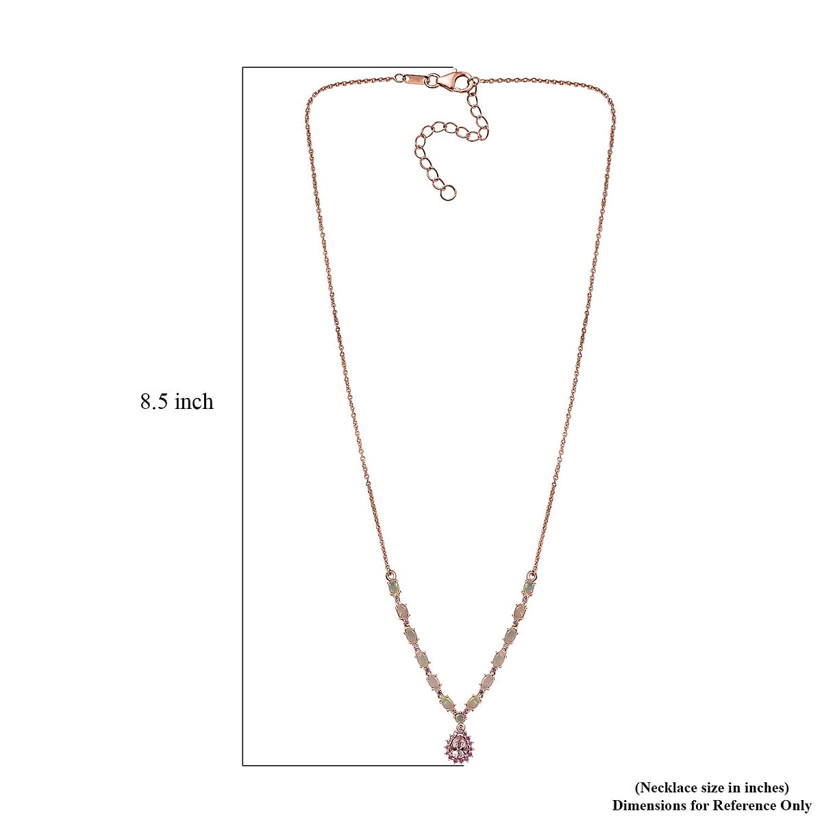 D'Joy Premium Pink Morganite and Multi Gemstone Drop Necklace 18-20 Inches in Vermeil Rose Gold Over Sterling Silver 3.00 ctw image number 6