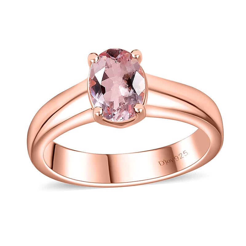 Premium Pink Morganite Solitaire Ring in Vermeil Rose Gold Over Sterling Silver (Size 10.0) 1.10 ctw