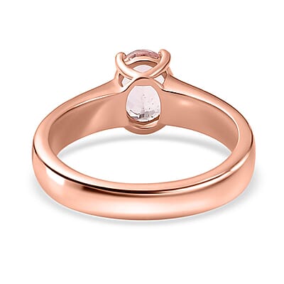 Premium Pink Morganite Solitaire Ring in Vermeil Rose Gold Over Sterling Silver (Size 10.0) 1.10 ctw