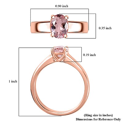 Premium Pink Morganite Solitaire Ring in Vermeil Rose Gold Over Sterling Silver (Size 10.0) 1.10 ctw