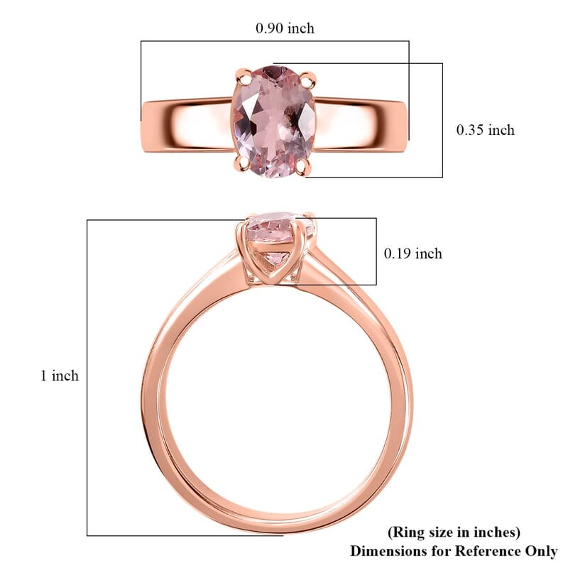 Premium Pink Morganite Solitaire Ring in Vermeil Rose Gold Over Sterling Silver (Size 10.0) 1.10 ctw