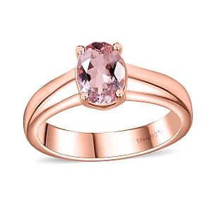 Premium Pink Morganite Solitaire Ring in Vermeil Rose Gold Over Sterling Silver (Size 8.0) 1.10 ctw