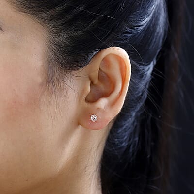 D'Joy Premium Pink Morganite Solitaire Stud Earrings in Vermeil Rose Gold Over Sterling Silver 0.50 ctw