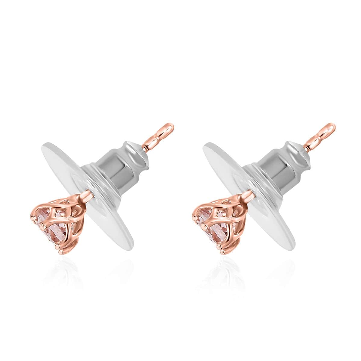 Premium Pink Morganite Solitaire Stud Earrings in Vermeil Rose Gold Over Sterling Silver 0.50 ctw image number 4