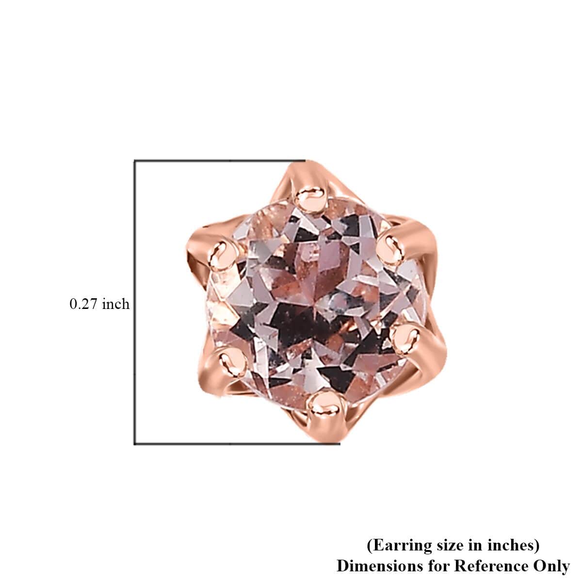 Premium Pink Morganite Solitaire Stud Earrings in Vermeil Rose Gold Over Sterling Silver 0.50 ctw image number 5