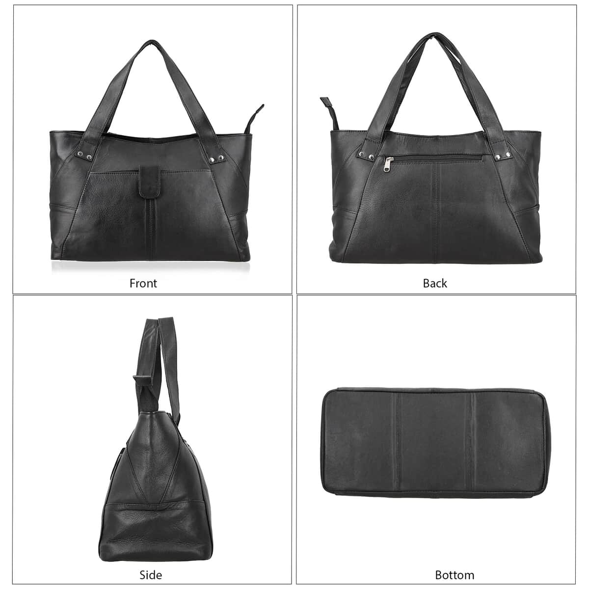 Black Genuine Leather Tote Bag image number 4