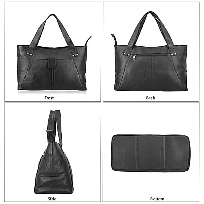 Black Genuine Leather Tote Bag