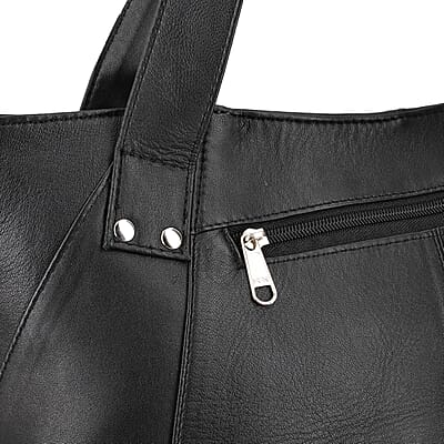 Black Genuine Leather Tote Bag
