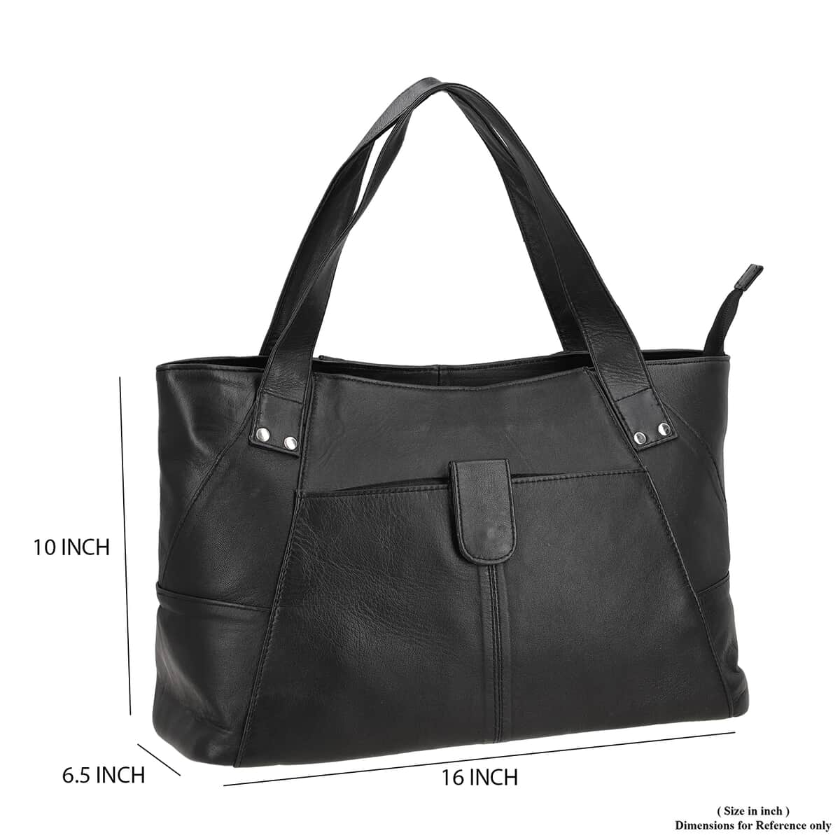 Black Genuine Leather Tote Bag image number 8