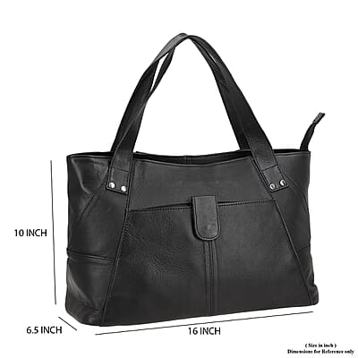 Black Genuine Leather Tote Bag